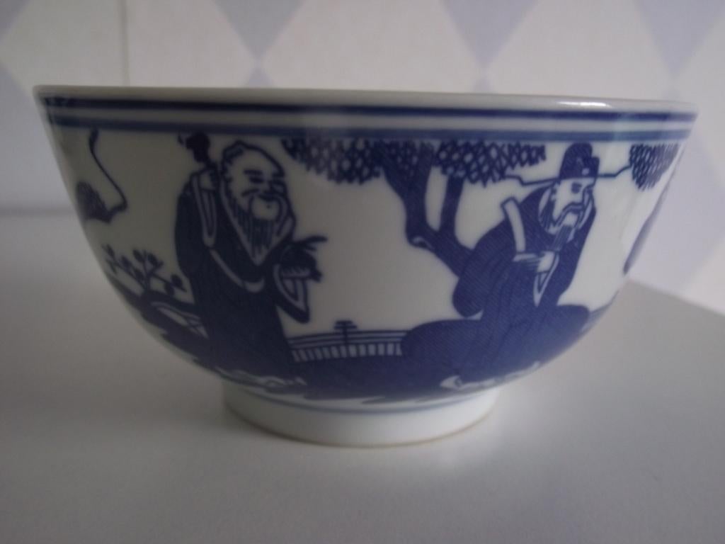 3 porselein rijstkom Scolar wijsheid 3 goden China 1960 p st, Antiek en Kunst, Antiek | Servies los, Ophalen of Verzenden