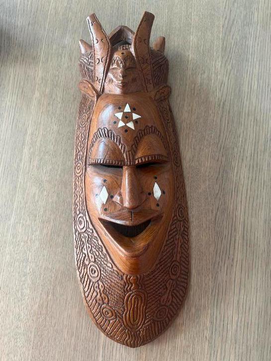 Handgesneden houten masker uit Senegal, Antiek en Kunst, Kunst | Niet-Westerse kunst, Ophalen of Verzenden