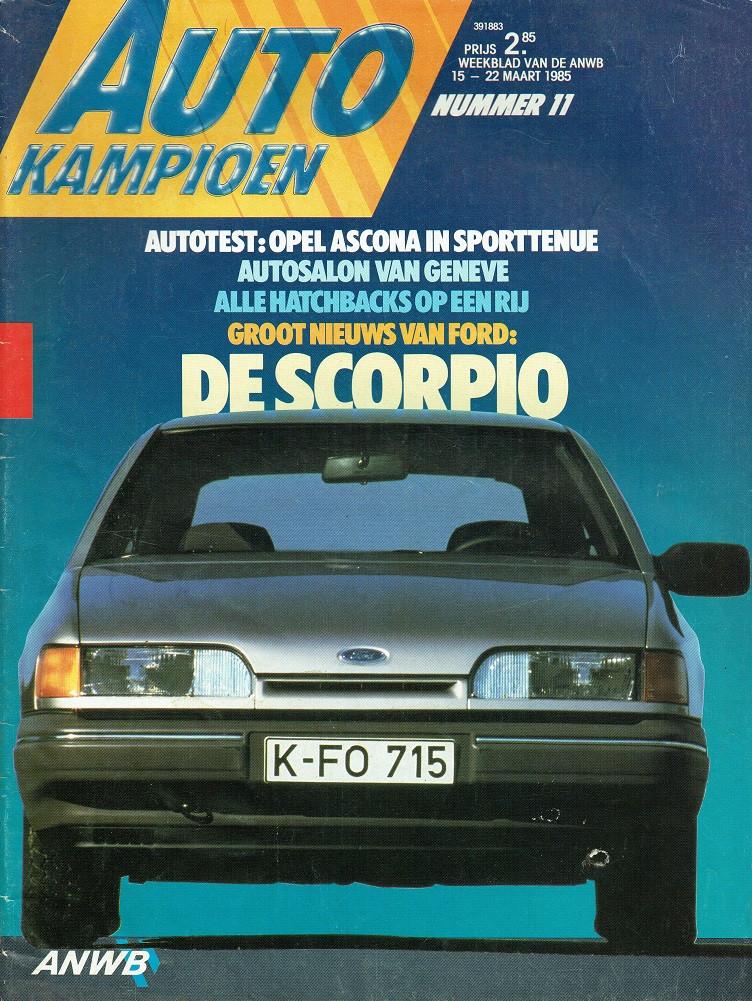 Autokampioen 1985 nr. 11 (o.a. Opel Ascona 1.8i GT), Verzenden, Gelezen, Algemeen