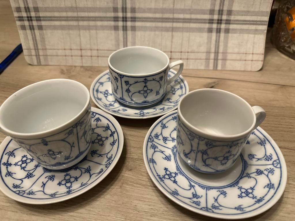 Jäger Eisenberg Original Blau Saks Kahla 3 Kopjes en Schotel, Ophalen of Verzenden