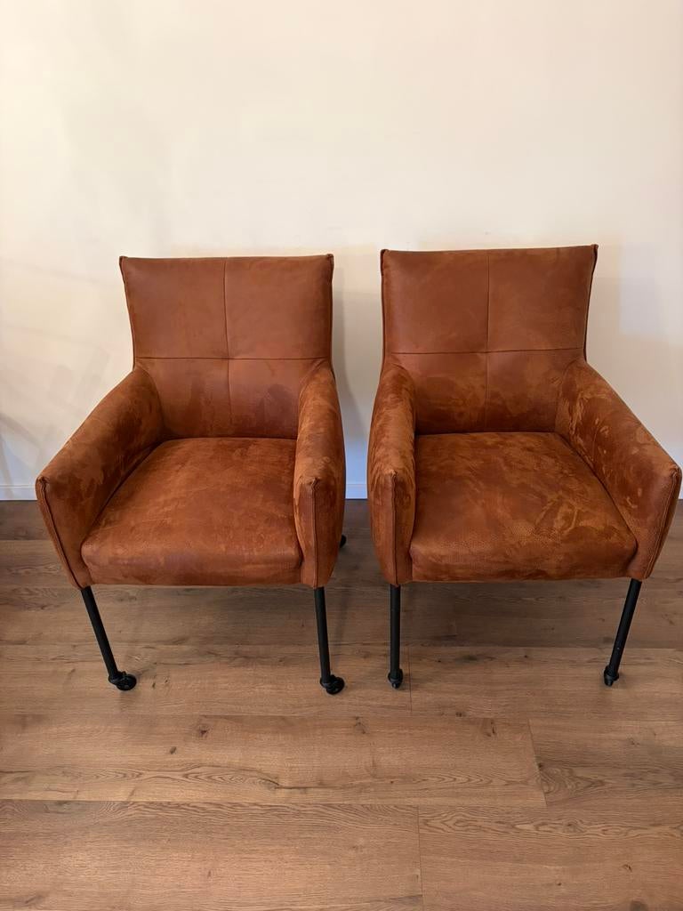 2 microleder stoelen, Ophalen, Zo goed als nieuw, 75 tot 100 cm, 50 tot 75 cm