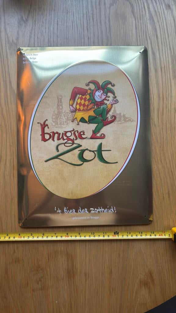 Origineel Brugse Zot bierbord reclamebord, Ophalen of Verzenden, Zo goed als nieuw, Reclamebord, Plaat of Schild, Overige merken
