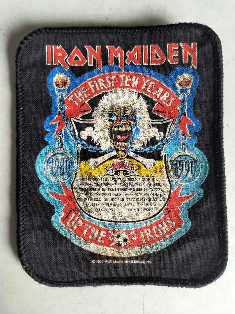 Iron Maiden "The First Ten Years" patch 1990, Ophalen of Verzenden, Gebruiksvoorwerp