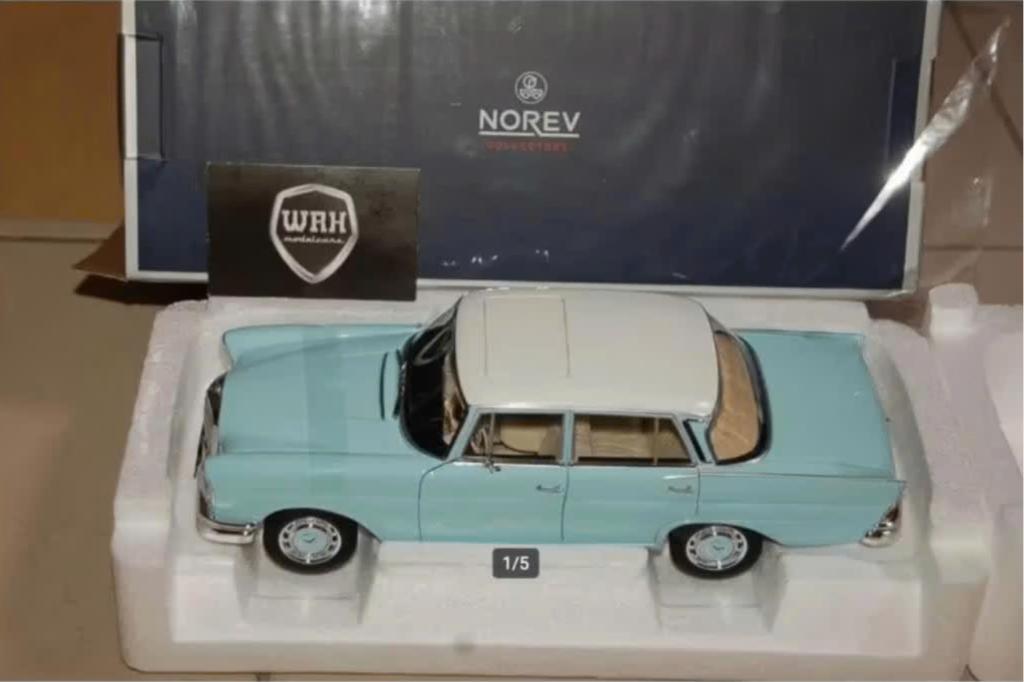 1:18 MERCEDES 220S HECKFLOSSE blue Norev 183920 in box WRH, Hobby en Vrije tijd, Modelauto's | 1:18, Nieuw, Auto, Norev, Verzenden