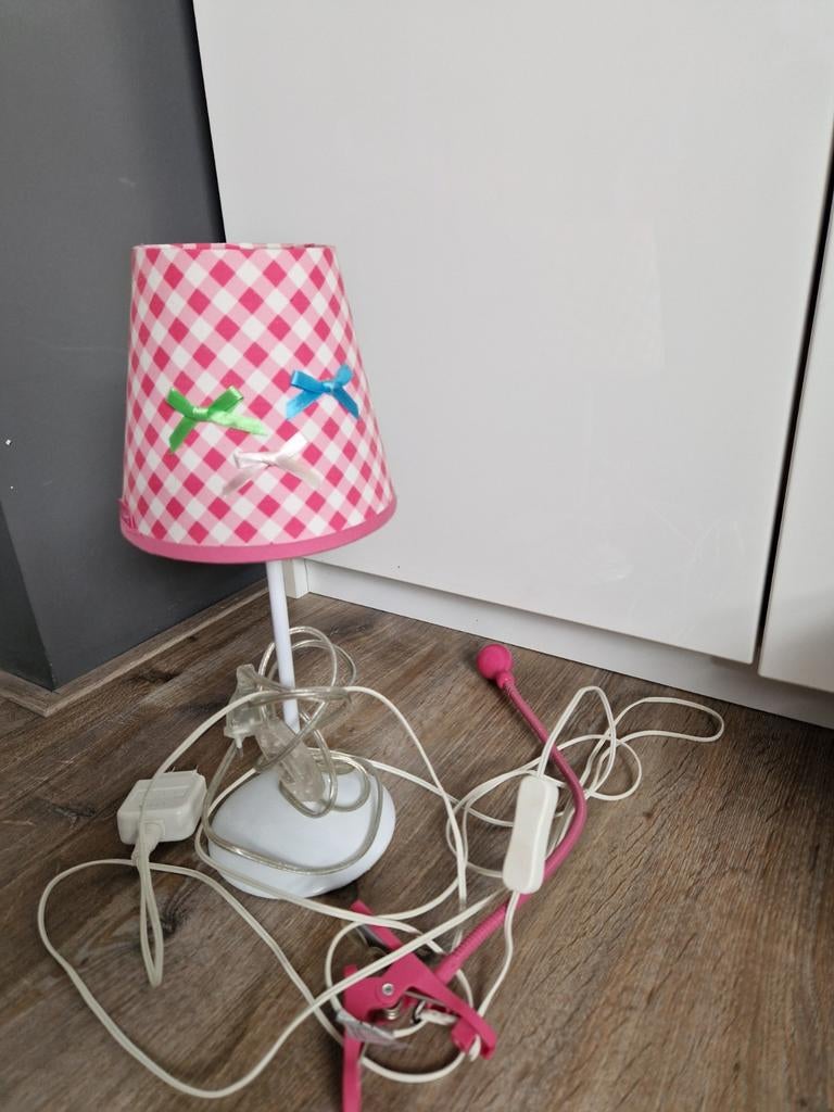 Lief! tafellampje roze geruit met strikjes, Ophalen