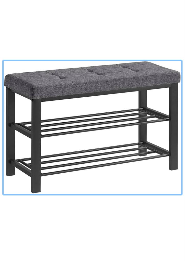 (NIEUW) Voetenbankje met schoenenrek - Grijs/Zwart, *, Nieuw, Minder dan 50 cm, *