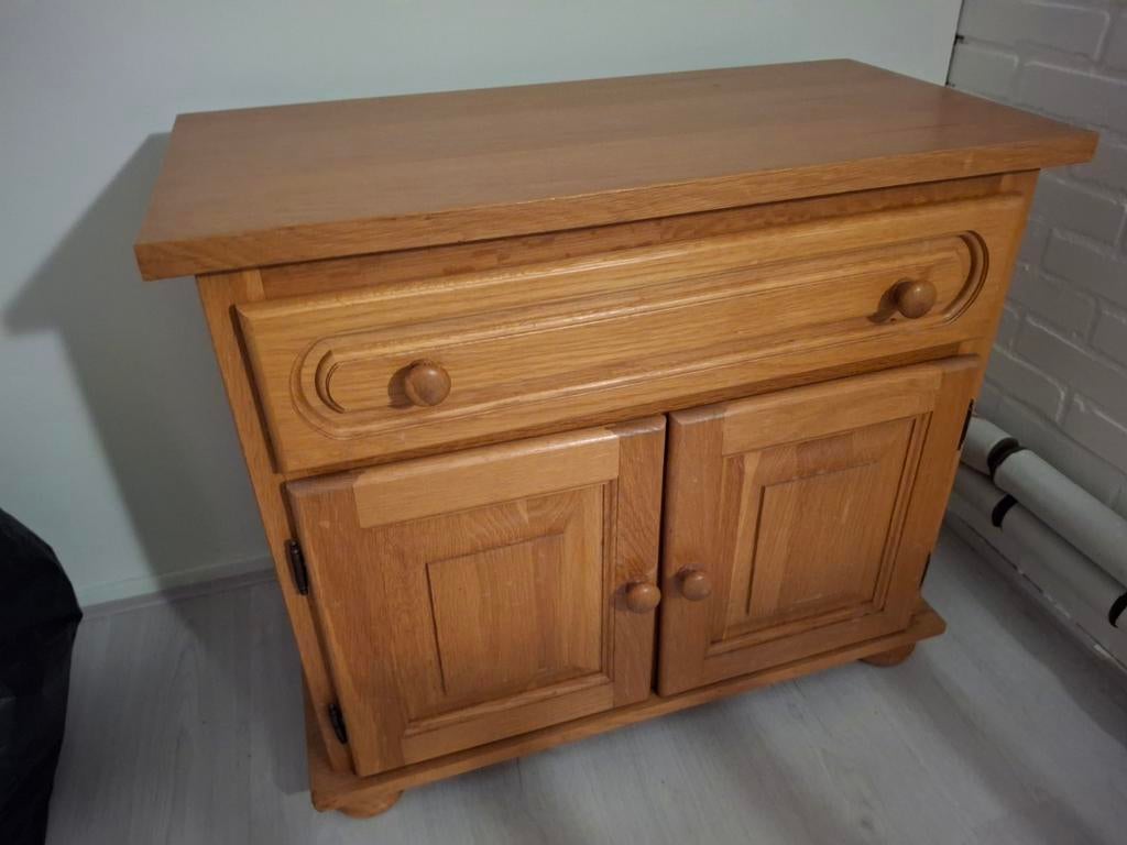 Blank eiken degelijke kast met lade en deurtjes, Huis en Inrichting, Ophalen, Gebruikt, 25 tot 50 cm, 50 tot 100 cm