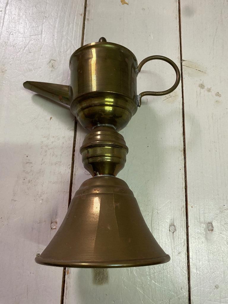 koperen olie-lamp (snotneus), Antiek en Kunst, Antiek | Koper en Brons, Ophalen of Verzenden, Koper