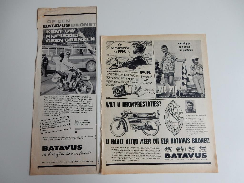 Batavus Bilonet en Rotay reclame uit tijdschriften., Verzamelen, Ophalen of Verzenden, 1960 tot 1980, Nederland, Knipsel(s)