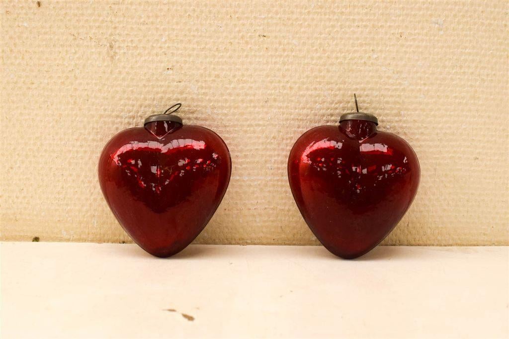 2 stuks Glazen Kerstballen 48631, Ophalen of Verzenden, Gebruikt