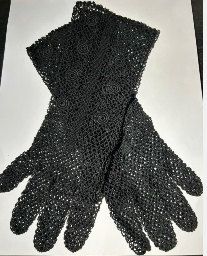 Vintage gehaakte zwarte handschoentjes, Ophalen of Verzenden, Zo goed als nieuw, X, Handschoenen