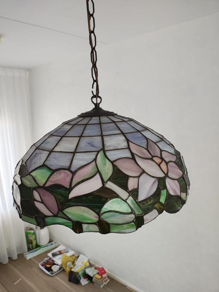 Tiffany Lamp, Huis en Inrichting, Lampen | Tafellampen, Gebruikt, Minder dan 50 cm, Glas, Metaal, Ophalen