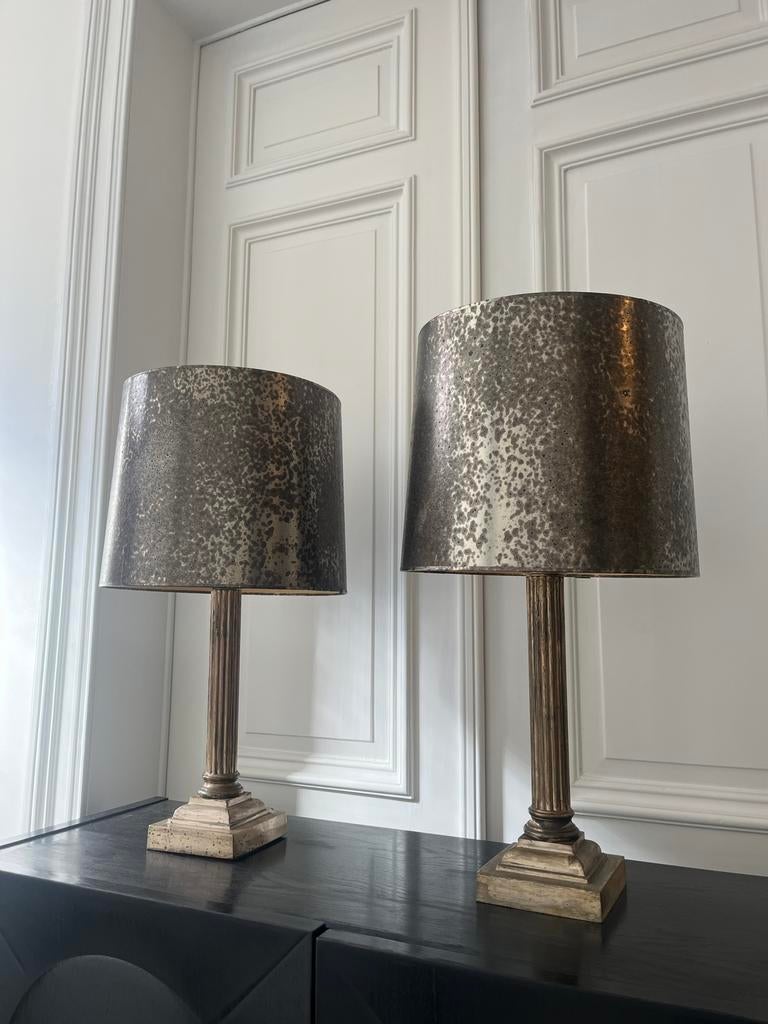 2 impossante antieke lampen, Ophalen of Verzenden, Zo goed als nieuw, Rond