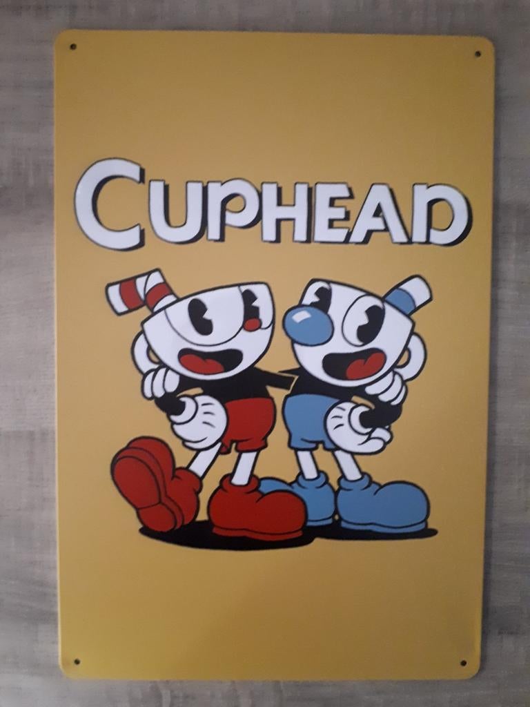 Cuphead 20x30 cm Reclamebord, Ophalen of Verzenden, Nieuw, Reclamebord