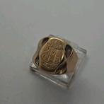 Zilveren Goud Vergulde Heren Zegelring Maat 15.5, Ophalen of Verzenden