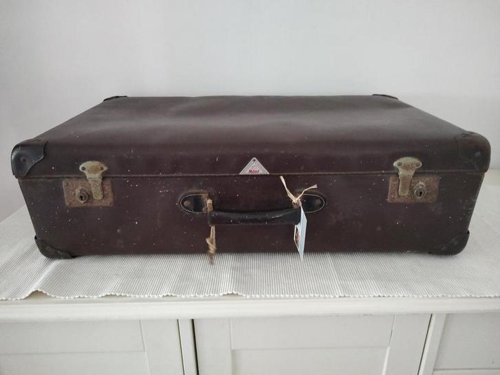 K381 VINTAGE jaren 40 koffer VULCAN FIBRE Fa. Hulshof, Sieraden, Tassen en Uiterlijk, Koffers, Gebruikt, Overige materialen, 70 cm of meer