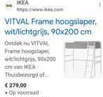 Ikea Vitval Hoogslaper - In goede staat!, Huis en Inrichting, Slaapkamer | Stapelbedden en Hoogslapers, Eenpersoons, Ophalen of Verzenden