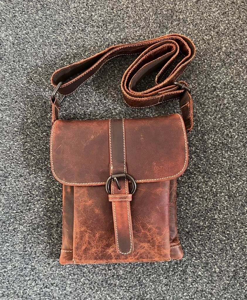 Braun buffel leren tas met opbergvakken, Overige merken, Bruin, Nieuw, Ophalen of Verzenden
