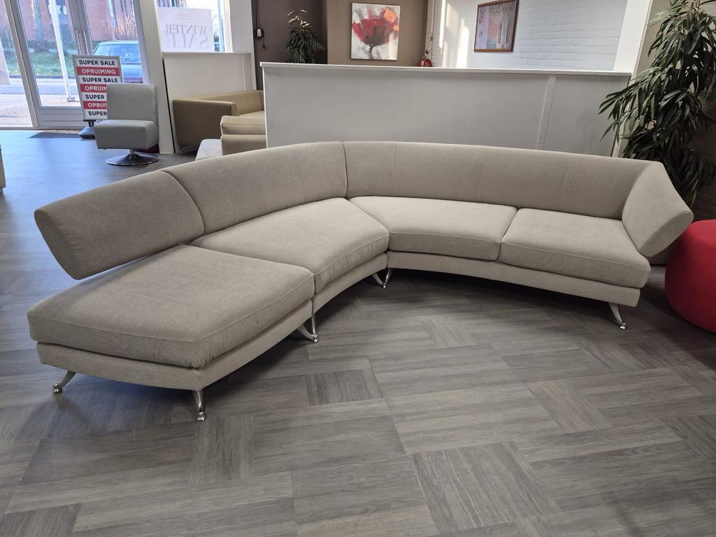 Rolf Benz Beige Modern Hoekbank met Longchair, Ophalen, 250 tot 300 cm, Hoekbank, Nieuw