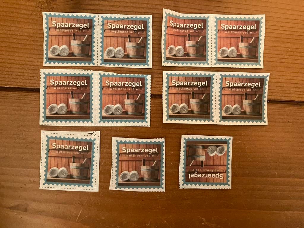 Spaarzegels sauna AD. Aantal varieert.
