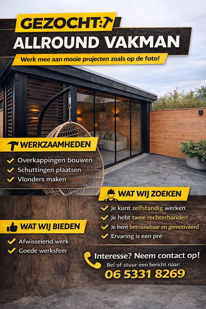 Pesoneel gezocht m/v, 33 - 40 uur, Overige vormen