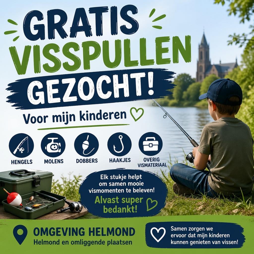 Gratis visspullen gezocht voor kinderen (omgeving Helmond), Watersport en Boten, Hengelsport | Algemeen, Ophalen, Gebruikt
