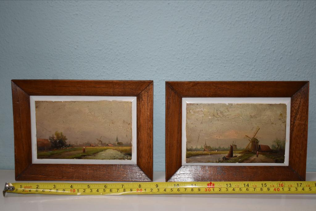 Tegels met Hollandse landschappen - Set van 2, Antiek en Kunst, Kunst | Schilderijen | Klassiek, Ophalen of Verzenden