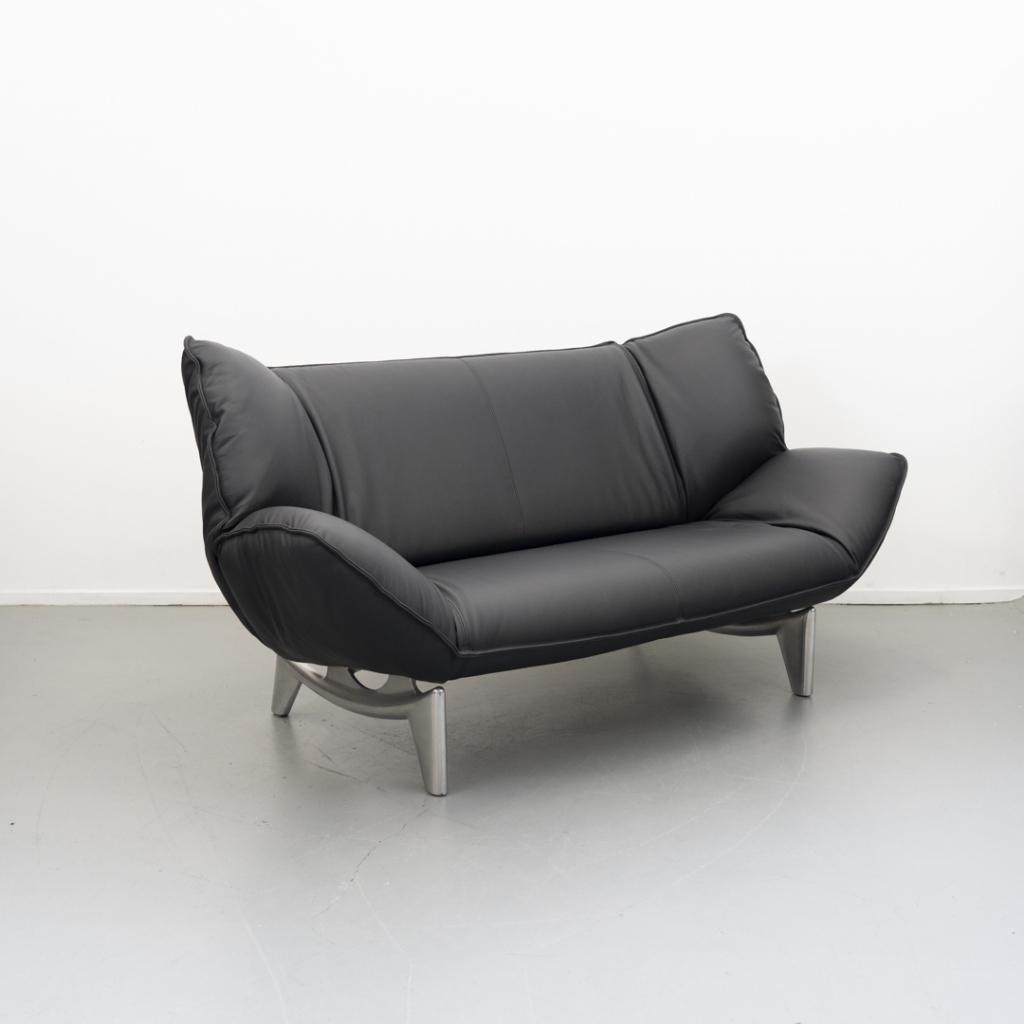 2x Leolux Tango 2-zits/192cm Bank Zwart Leer - Gepolijst, Niet ingevuld, Niet ingevuld, 125 cm of meer, Zo goed als nieuw