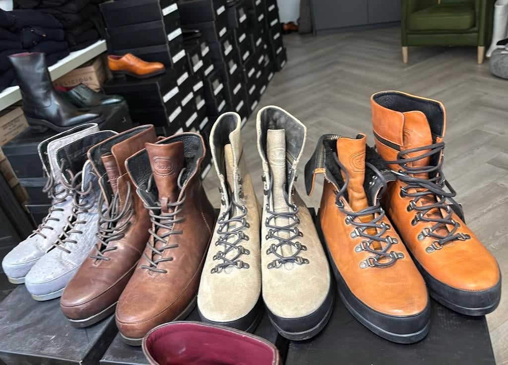 Collecting item, Italiaanse leder, veter boots, Ophalen, Hoge laarzen, Zwart, Nieuw