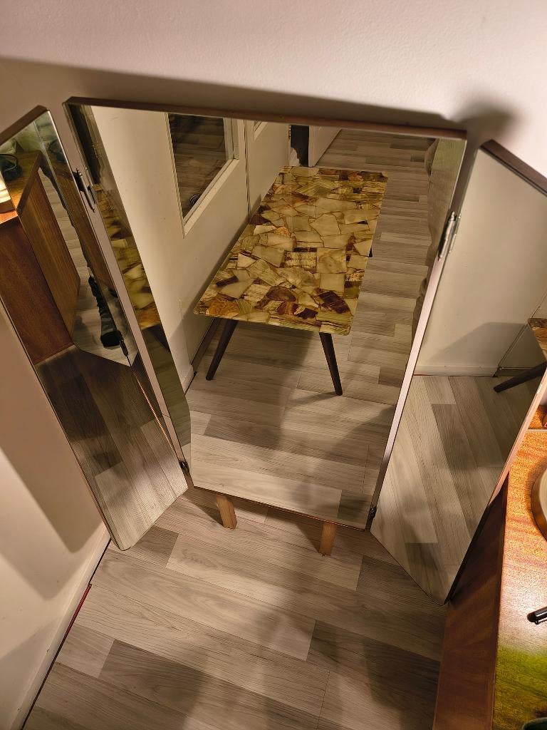 Vintage Drieluik Spiegel – Jaren 50/60 Kapspiegel, Ophalen of Verzenden, Rechthoekig, 50 tot 100 cm, Minder dan 100 cm