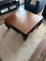 Opium Salontafel 100x100 cm met Lade - Massief Hout, Huis en Inrichting, Tafels | Salontafels, Ophalen, Gebruikt, 50 tot 100 cm