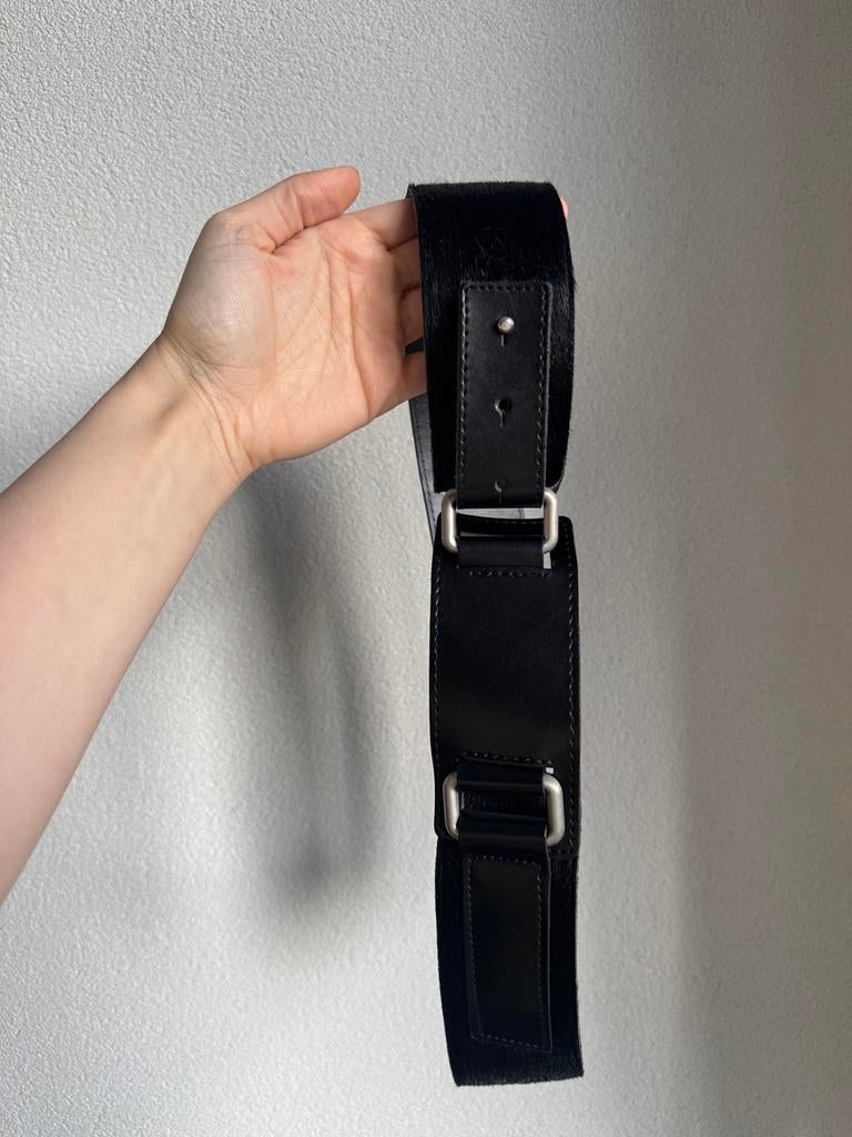 Vintage Y2K zwarte echt leren riem met koeienhuid, Vintage, 3 tot 5 cm, Vintage, 90 tot 100 cm