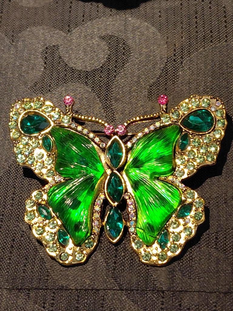 Broche vlinder met strassteentjes, Overige materialen, 4 tot 7 cm, Nieuw, Ophalen of Verzenden