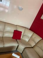Hoekbank met loungegedeelte - Crèmekleurig leer, Ophalen, Gebruikt, Hoekbank, 300 cm of meer