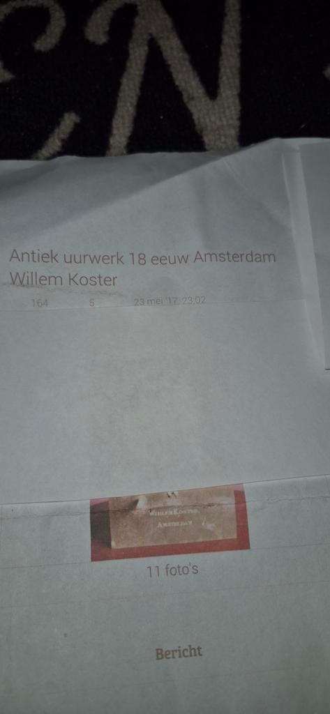 Willem Koster uurwerk omstreeks 1750!!, Antiek en Kunst, Ophalen of Verzenden