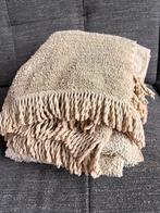 Toffe retro sprei / grote woonplaid met franjes  zachtgroen, Ophalen of Verzenden, Zo goed als nieuw, Tweepersoons