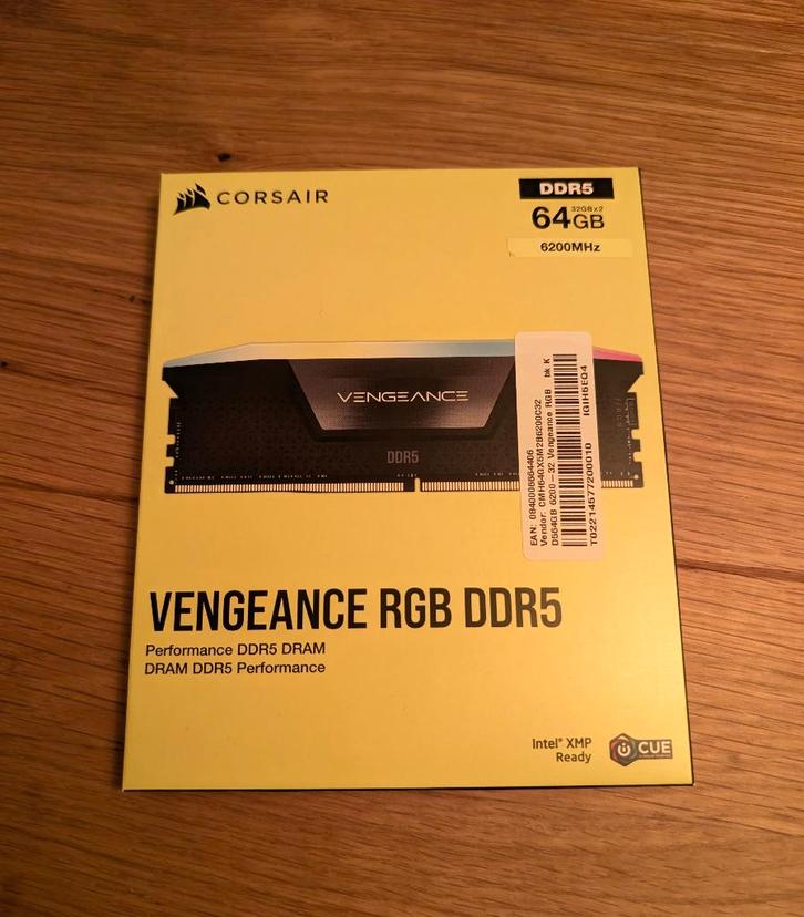 Corsair Vengeance RGB 64GB DDR5 6200Mhz Cl32 (2x32GB), Computers en Software, RAM geheugen, Nieuw, Desktop, 64 GB, DDR5, Ophalen of Verzenden