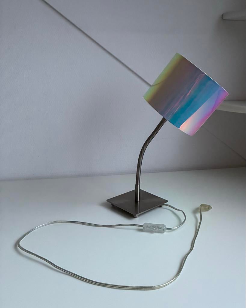 Grappig sta-/wandlampje met metallic kap, Huis en Inrichting, Lampen | Tafellampen, Gebruikt, Minder dan 50 cm, Metaal, Ophalen