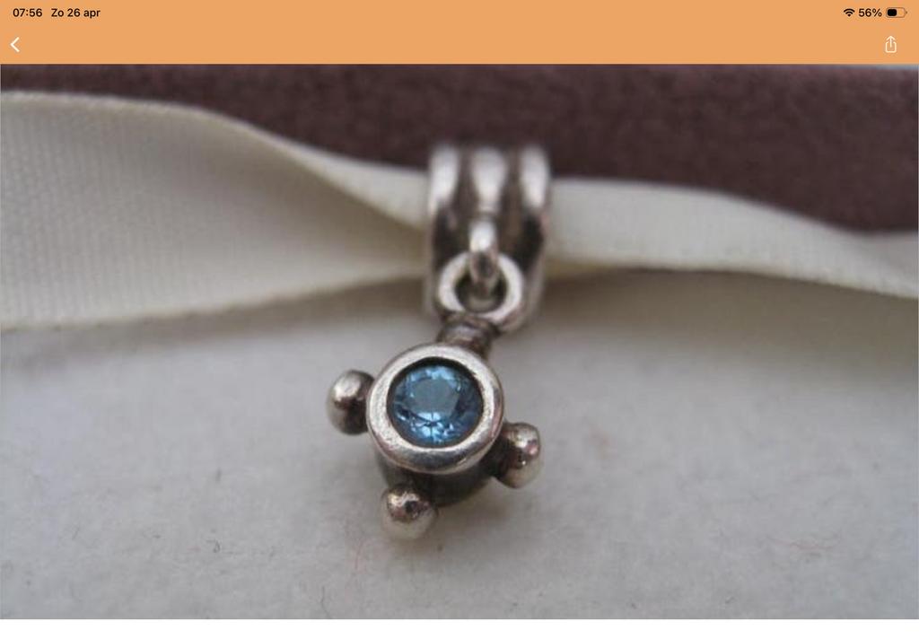 Pandora Bedel met blauwe topaas, Verzenden, Nieuw, Zilver, Pandora