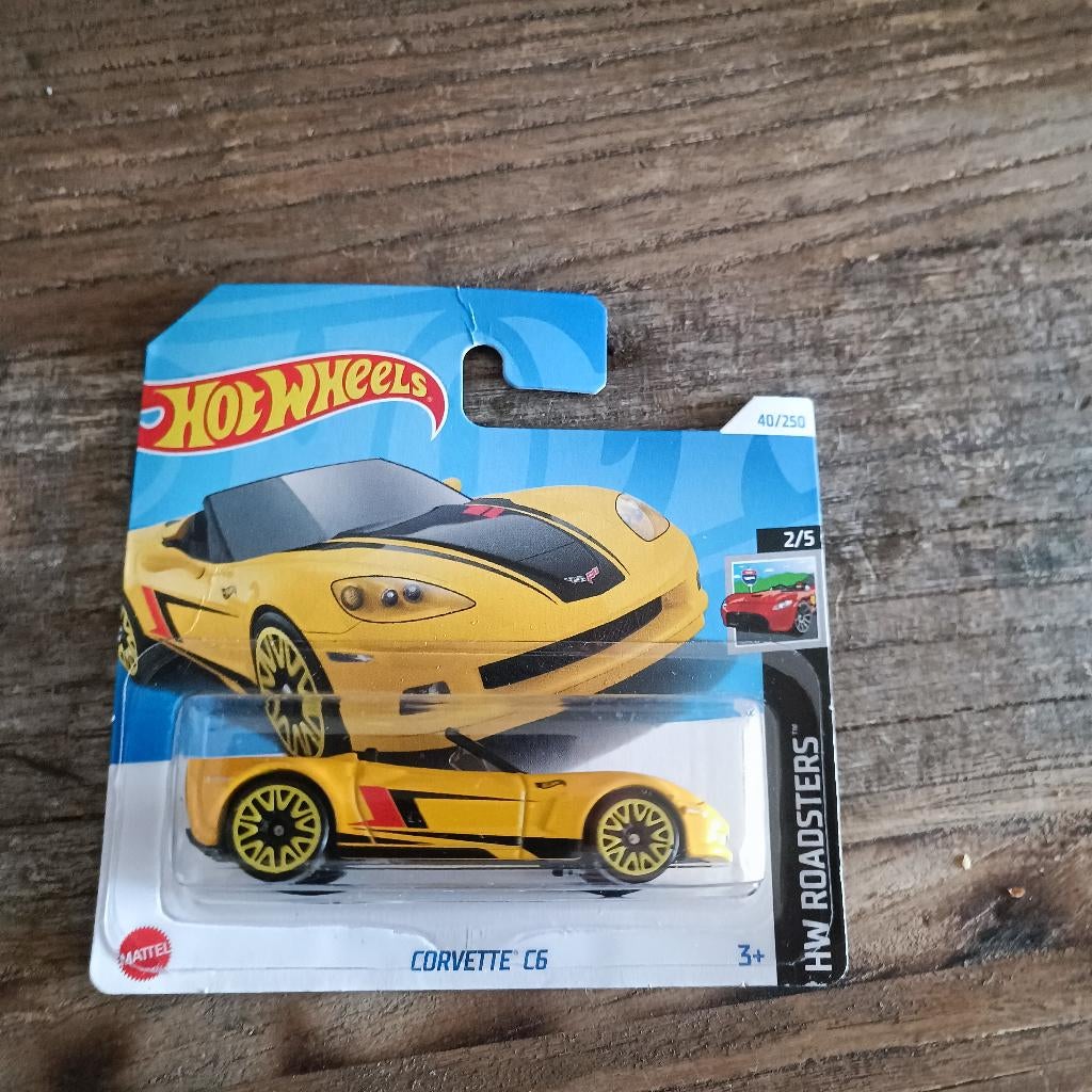 hot wheels corvette c6 hw roadsters geel, Ophalen of Verzenden, Nieuw, Auto