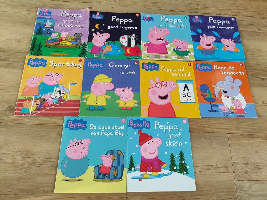10 Peppa Pig boeken - ziek bril schoolreisje tandarts skiën, Ophalen of Verzenden, Fictie algemeen