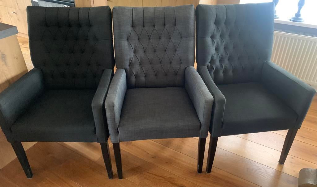 3 eetkamerstoelen met leuning van het merk Rofra, Huis en Inrichting, Stoelen, Ophalen, Gebruikt, Overige kleuren, Drie