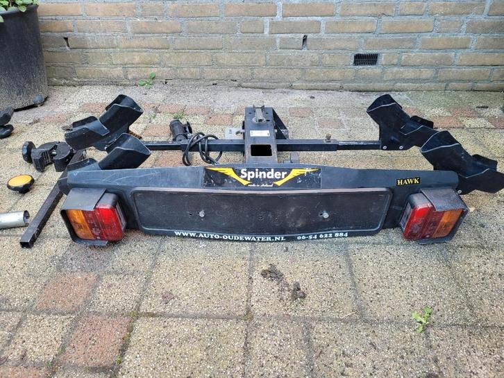 Fietsendrager Spinder Hawk, Auto diversen, Fietsendragers, Gebruikt, Trekhaakdrager, 2 fietsen, Brede banden, Ophalen