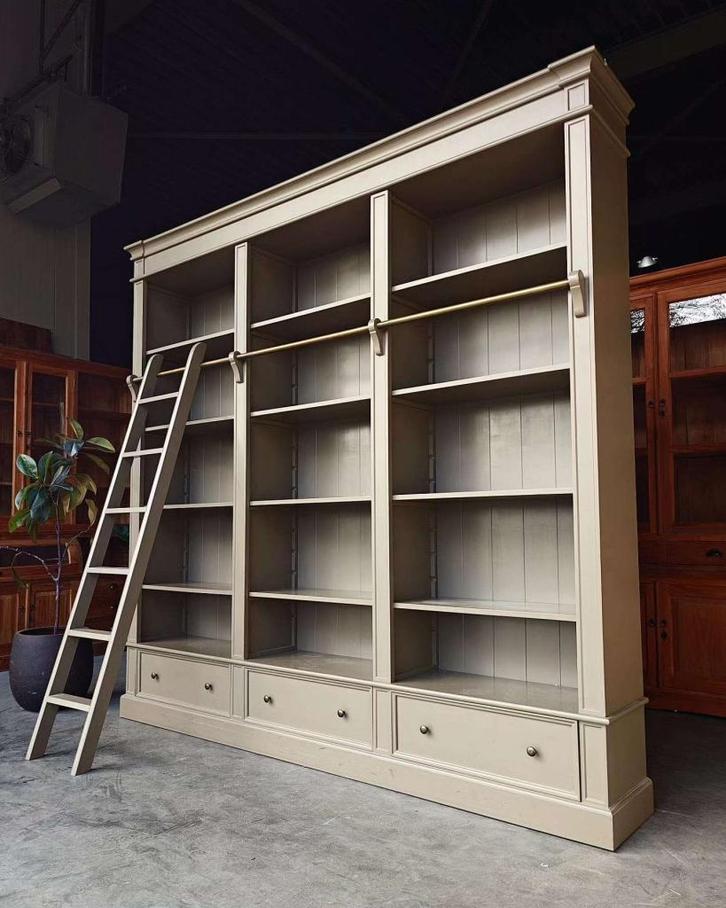 Taupe boekenkast Ladder | Demontabele bibliotheekkast #2693, Huis en Inrichting, Kasten | Boekenkasten, Gebruikt, 200 cm of meer