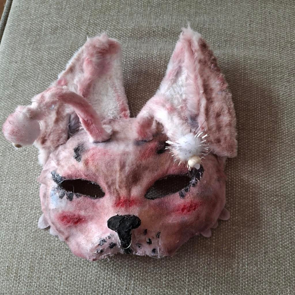 Hand gemaakte roze alien kat masker met buigbaren antennes., Ophalen of Verzenden, Nieuw