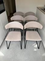 Set van 6 beige gestoffeerde eetkamerstoelen, Huis en Inrichting, Ophalen, Gebruikt, Overige kleuren, Stof