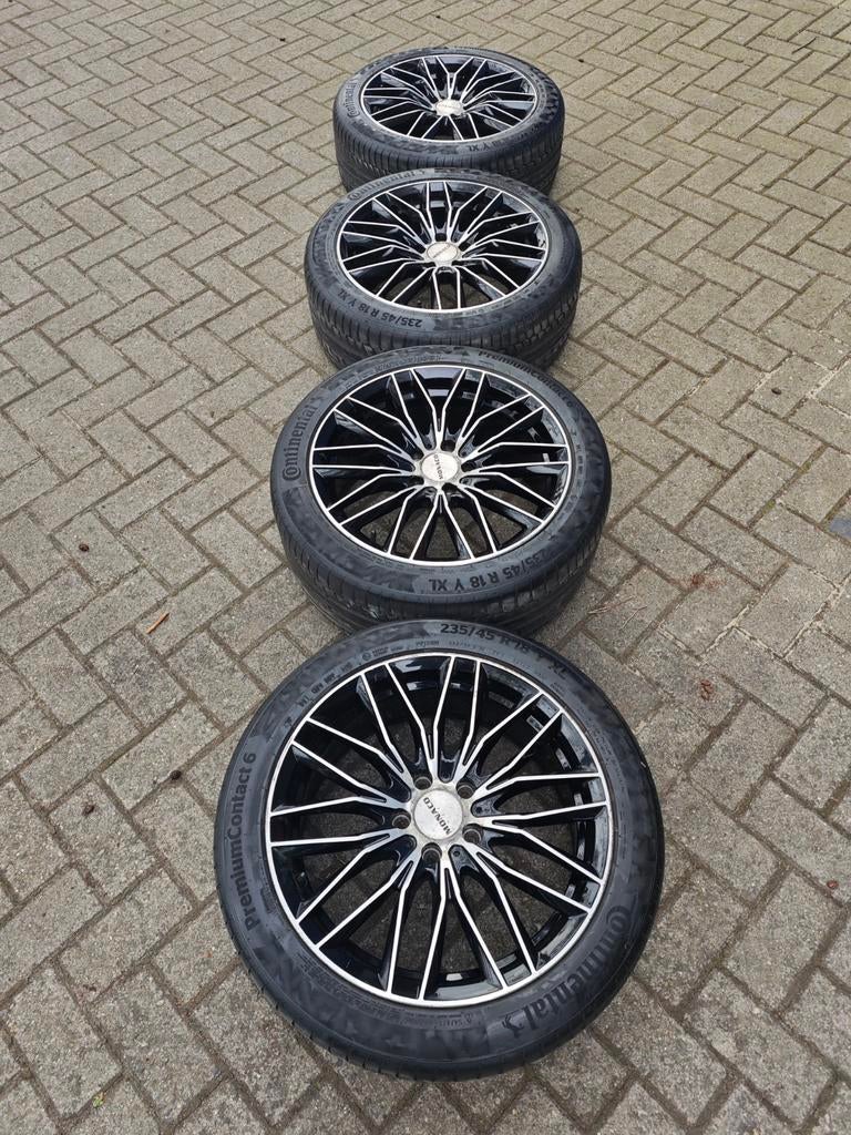 Mooie 18 inch 5x112 velgenset met continental zomerbanden, Ophalen, 18 inch, Gebruikt, Banden en Velgen