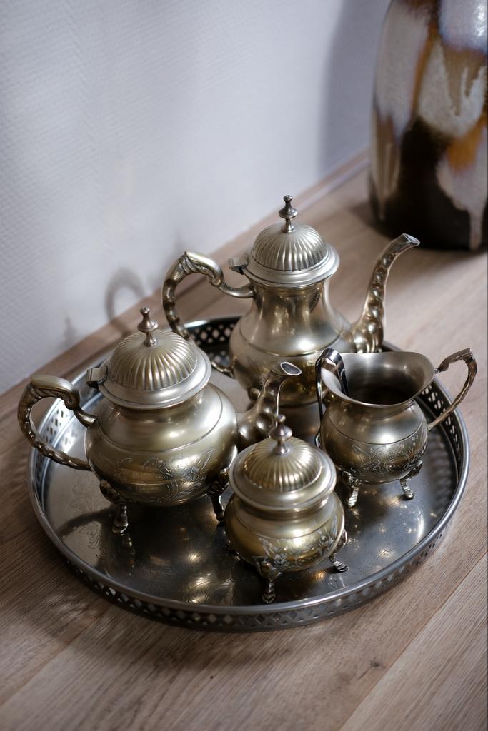 Vintage Verzilverd Theeservies 5-delig, Ophalen of Verzenden