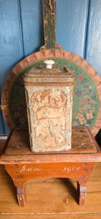 Oude Franse bus blik Sucre met porseleinen knop, Ophalen of Verzenden