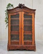 Antieke brocante XL Biedermeier kuifkast vintage meidenkast, Ophalen of Verzenden